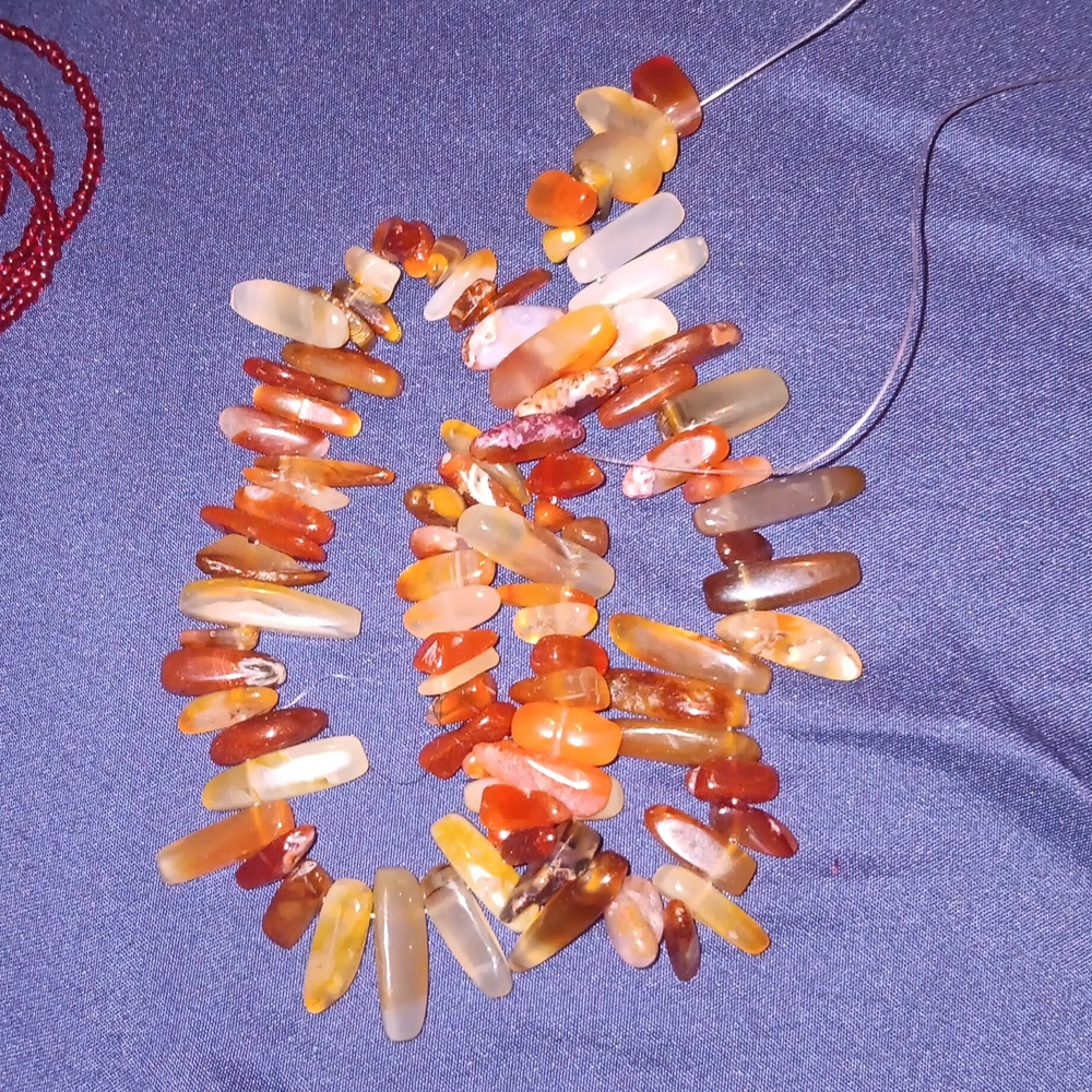Multi-Color Stone Carnelian Agate Strand